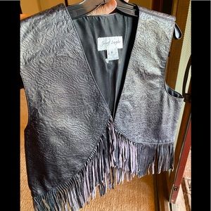 Lambs Leather Fringed Vest Size 8 10